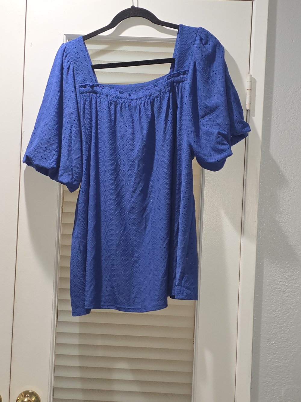 Lane Bryant Royal Blue Square Neck Puff Sleeve Tunic